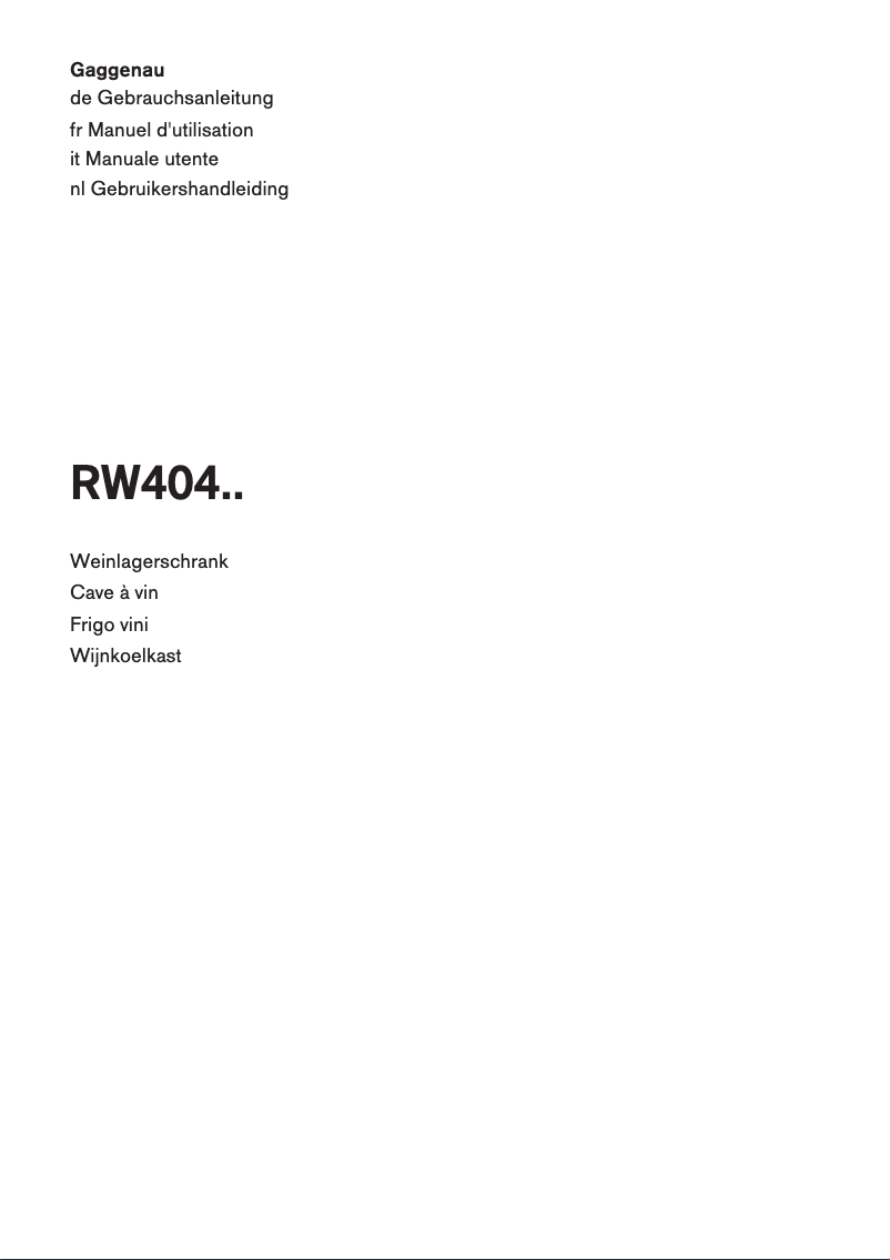Image de la première page du manuel de l'appareil RW 404