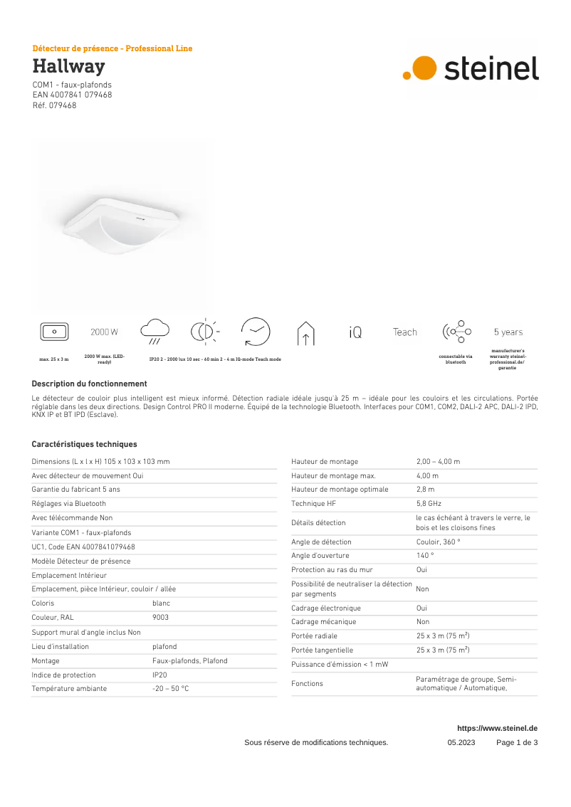 Image de la première page du manuel de l'appareil Hallway COM1