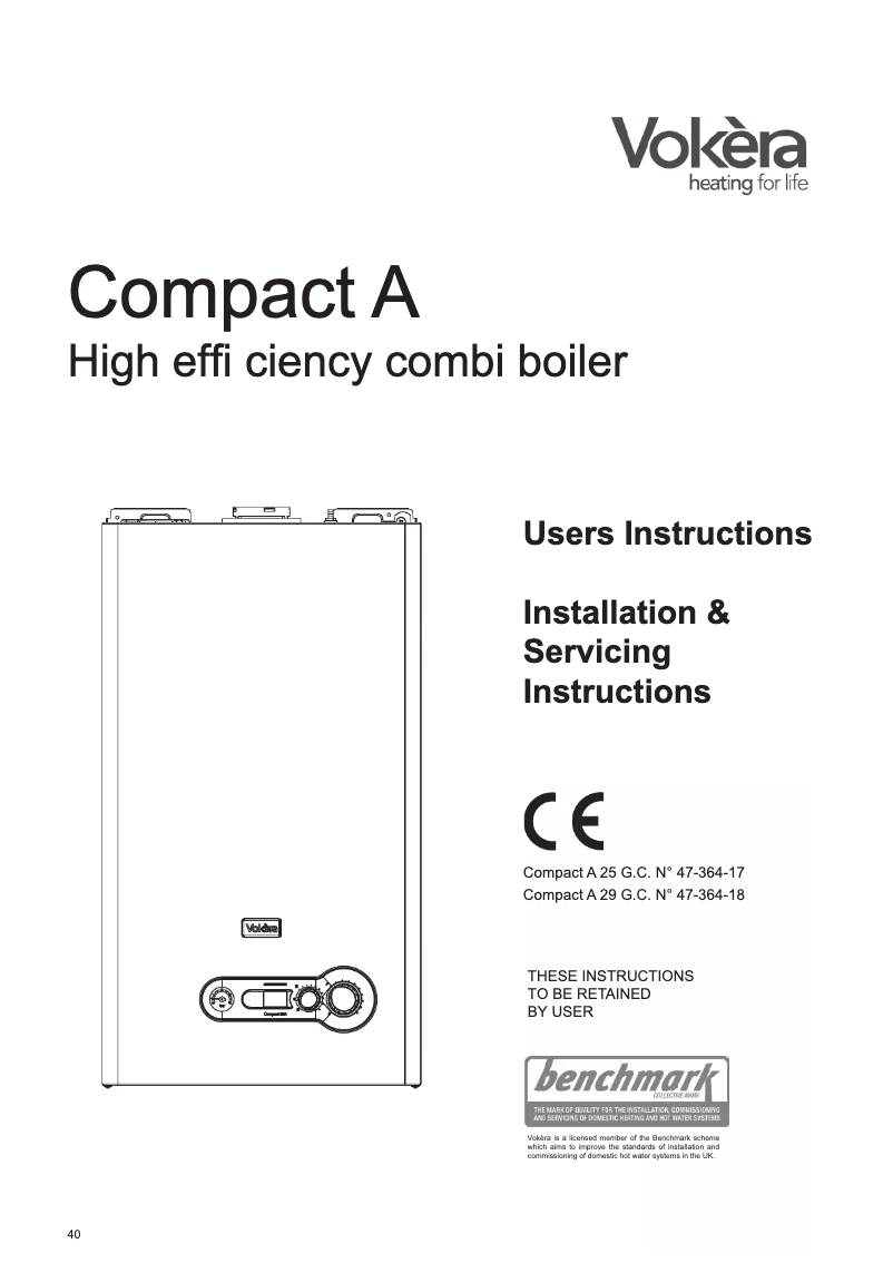 Page 1 de la notice Manuel utilisateur Vokèra Comact A