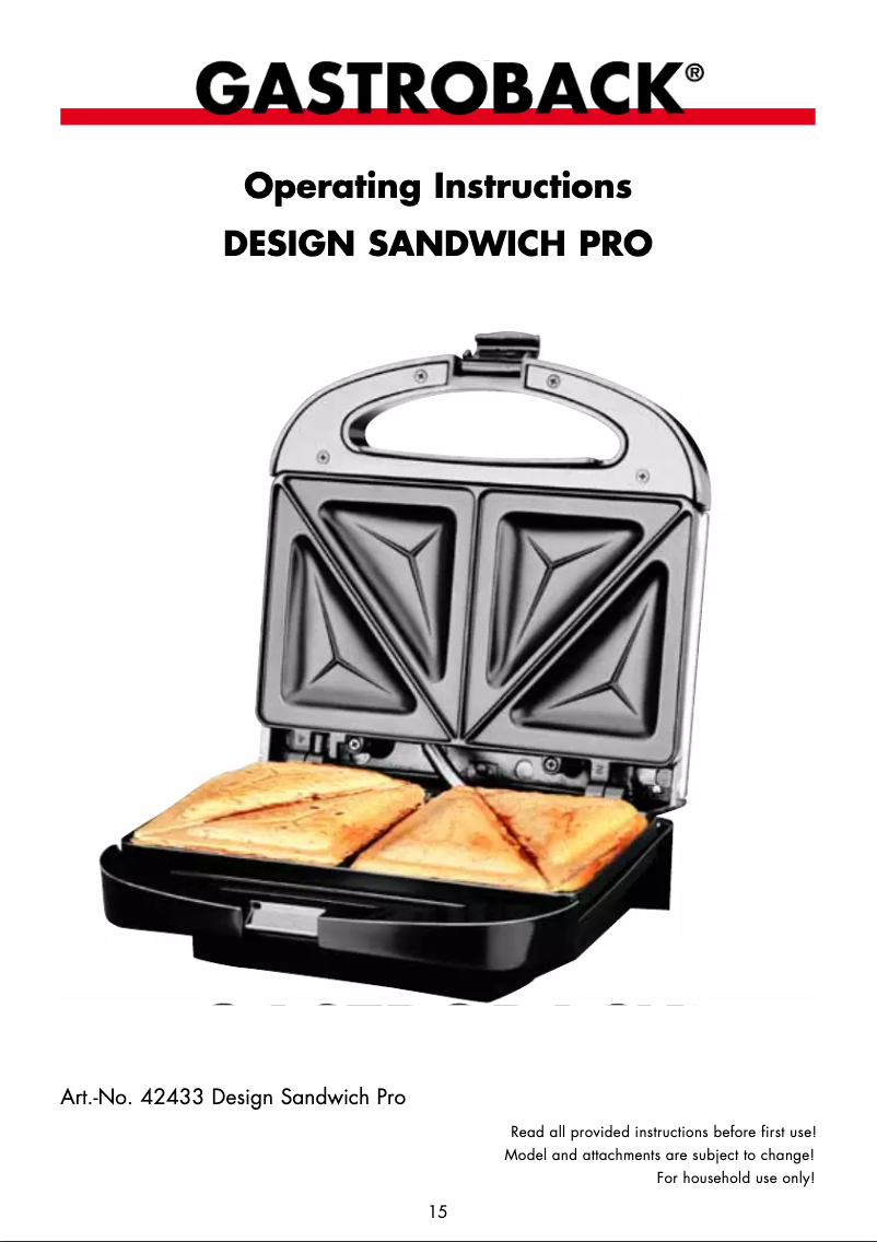 Image de la première page du manuel de l'appareil Design Sandwich Pro