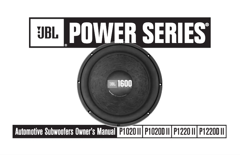 Page n°1 - Manuel utilisateur JBL Power P1220D II