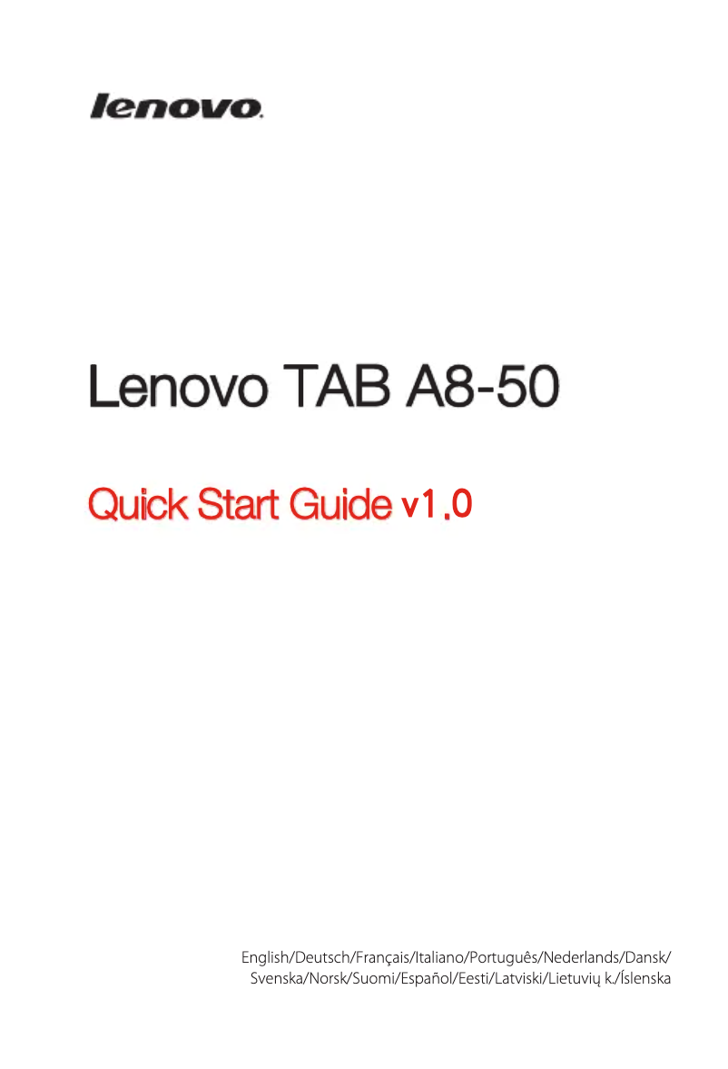 Page 1 de la notice Manuel utilisateur Lenovo Tab A8-50