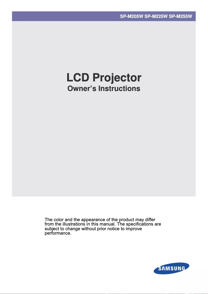 Page 1 de la notice Manuel utilisateur Samsung SP-M225W