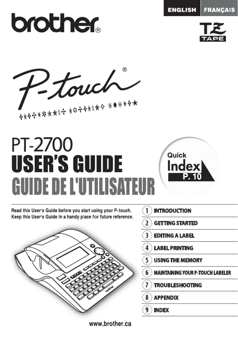 Page n°1 - Manuel utilisateur Brother P-touch PT-2700