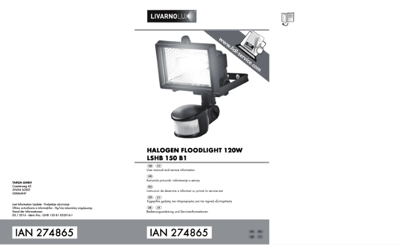 Page 1 de la notice Manuel utilisateur Livarno Lux IAN 113967