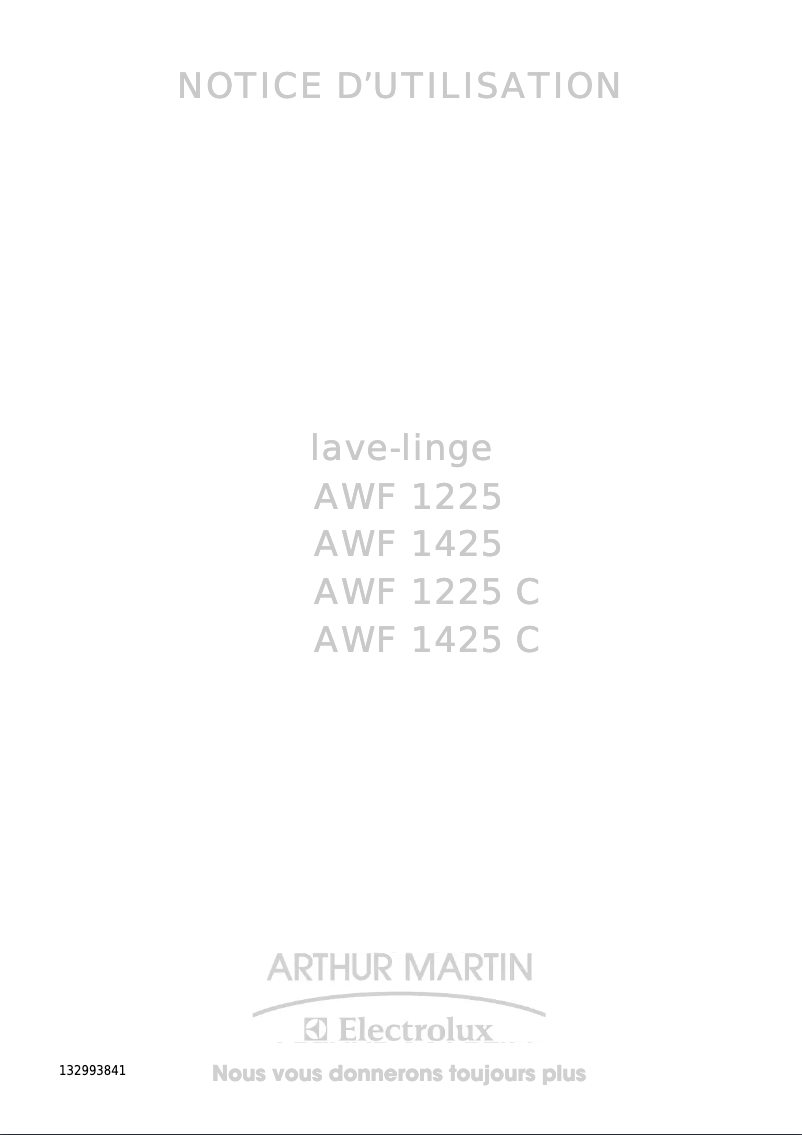 Page n°1 - Manuel utilisateur Arthur Martin-Electrolux AWF 1425
