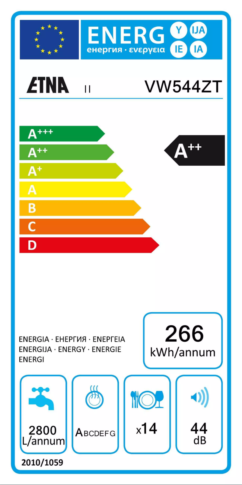 Page n°1 - Label énergétique Etna VW544ZT