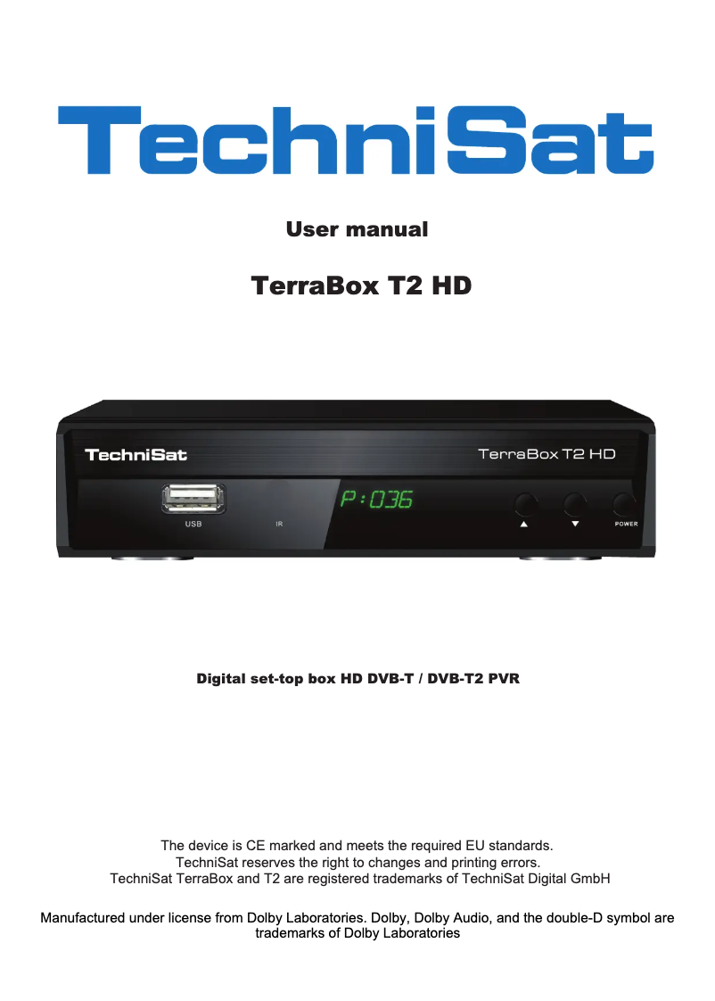 Page n°1 - Manuel utilisateur TechniSat TerraBox T2 HD