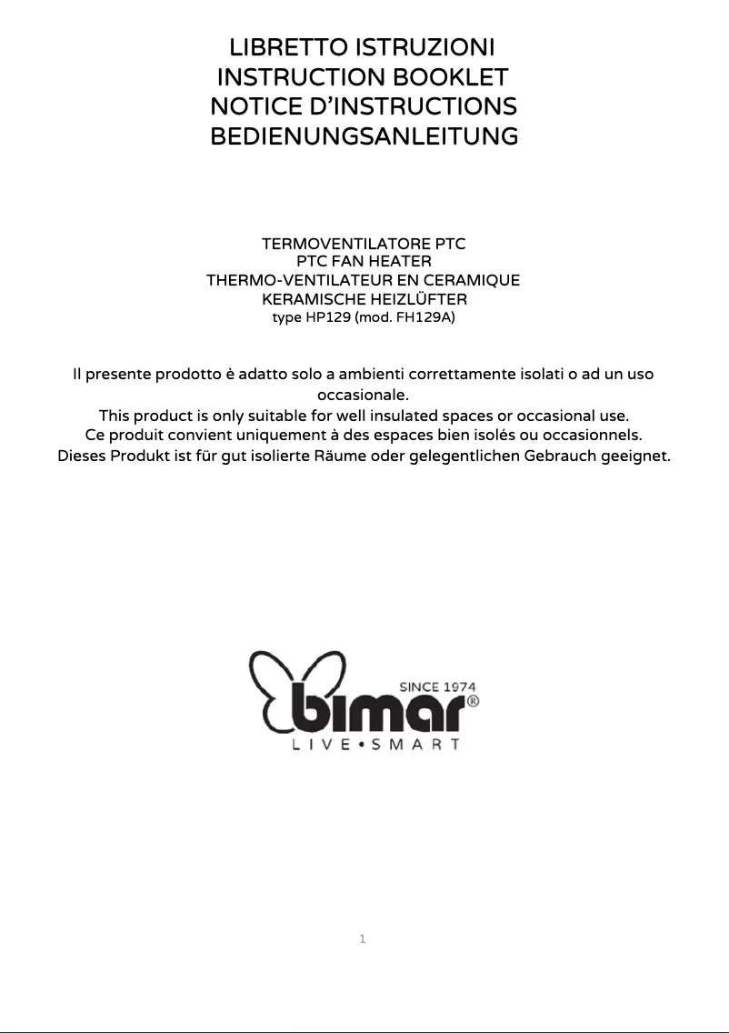 Page 1 de la notice Manuel utilisateur Bimar HP129