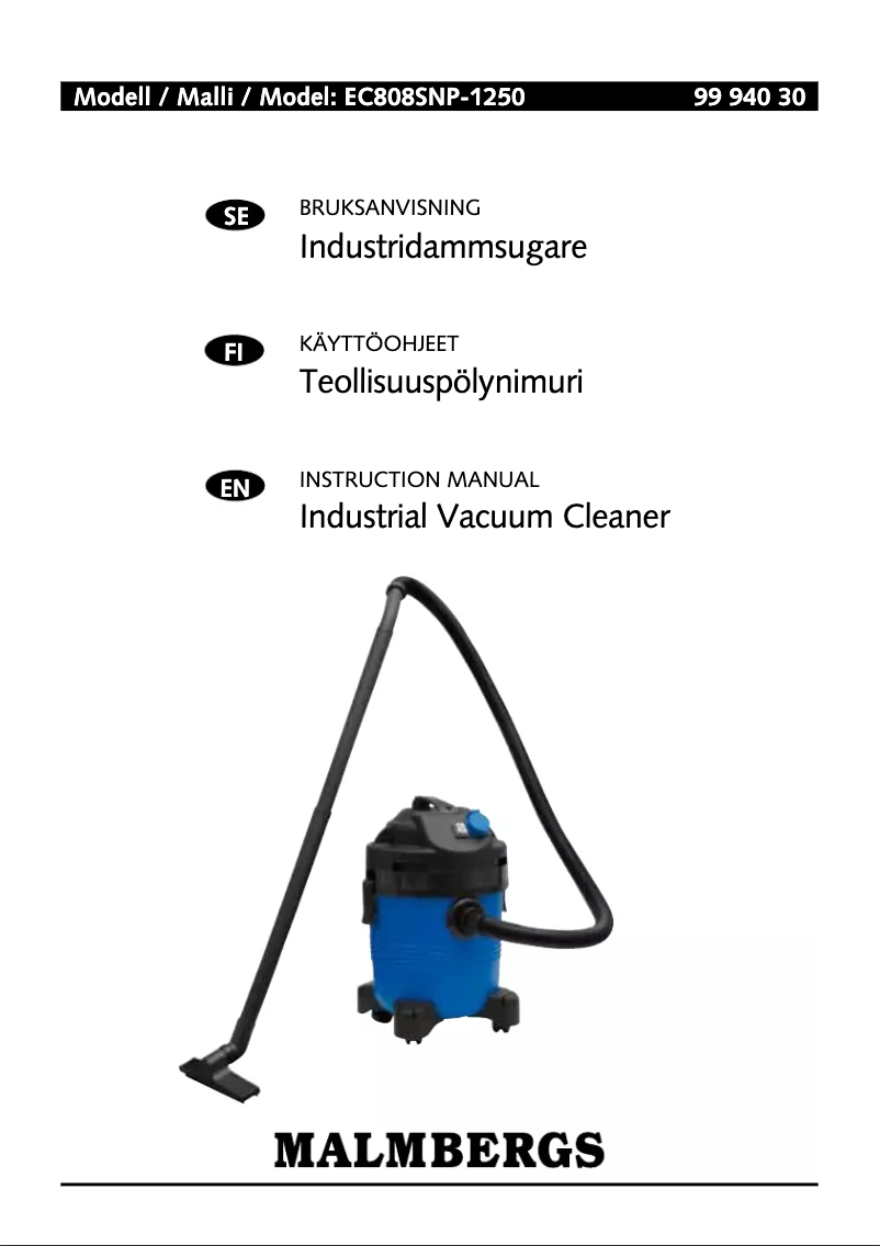 Página 1 del manual Manual de usuario Malmbergs EC808SNP-1250