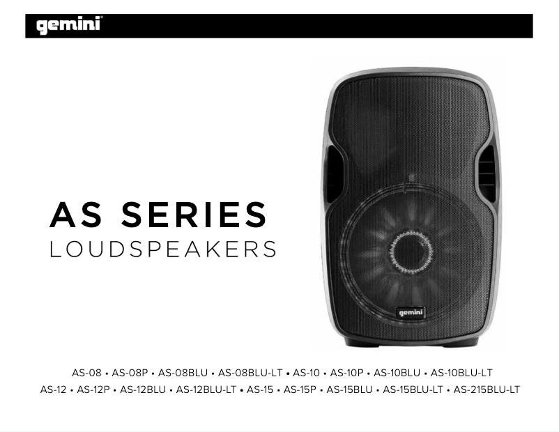 Page n°1 - Manuel utilisateur Gemini AS-2108BT
