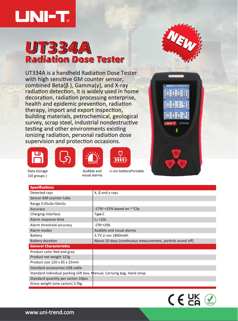 Page n°1 - Fiche technique Uni-T UT334A
