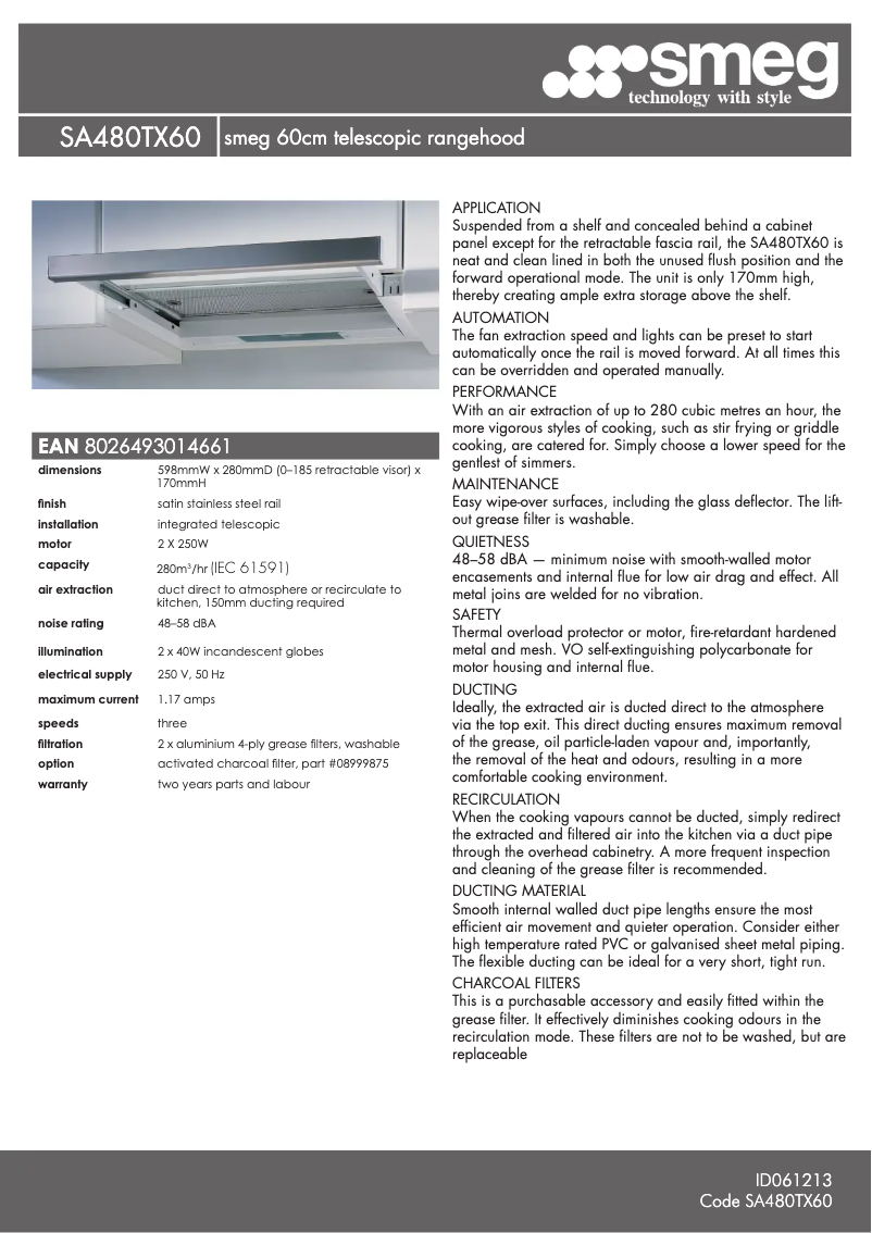 Page n°1 - Manuel utilisateur Smeg SA480TX60