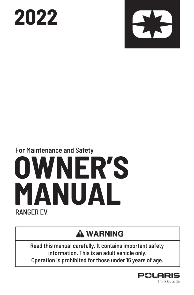 Image de la première page du manuel de l'appareil Ranger EV (2022)