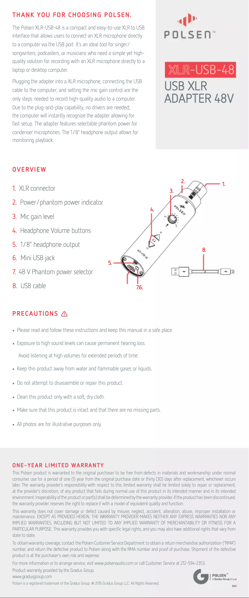 Image de la première page du manuel de l'appareil XLR-USB-48