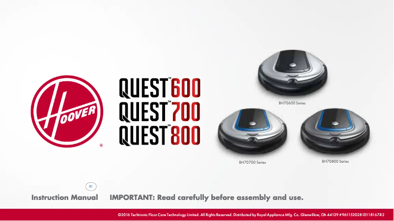 Page n°1 - Manuel utilisateur Hoover Quest 600