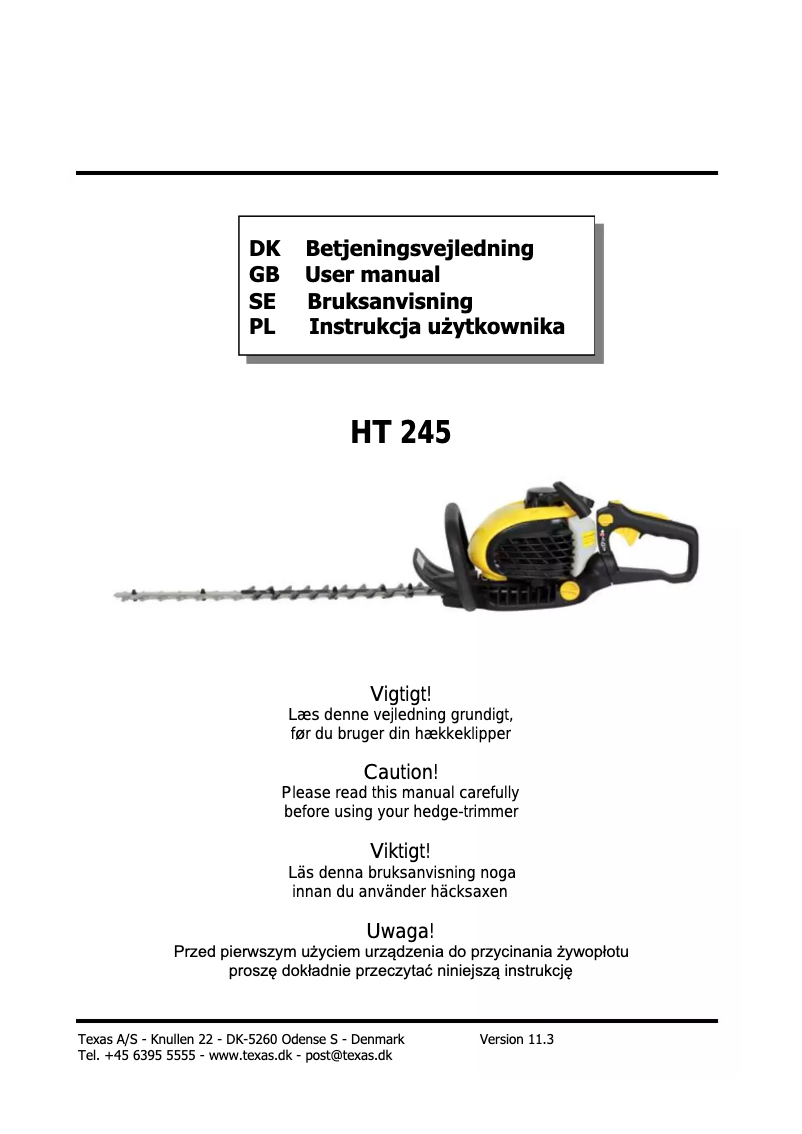 Page 1 de la notice Manuel utilisateur Texas HT 245