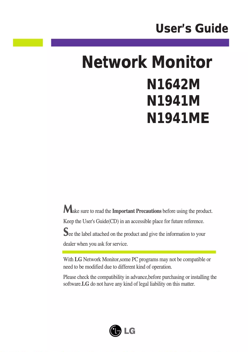 Imagen de la primera página del manual del dispositivo N1941ME