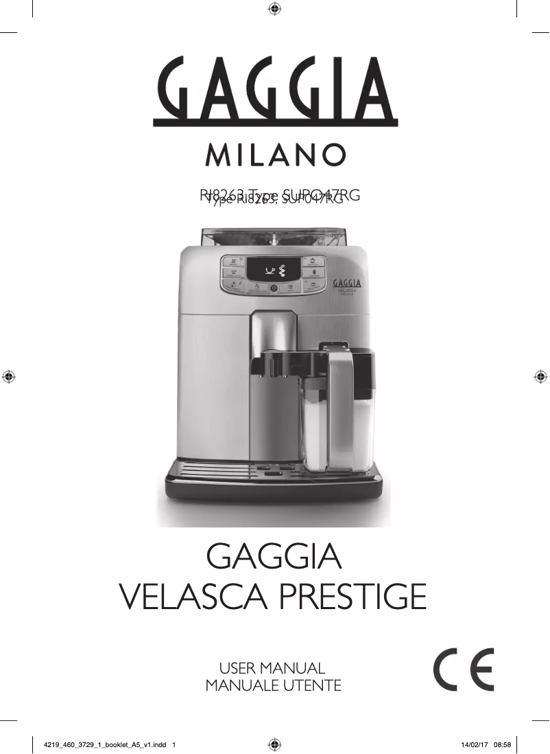 Page 1 de la notice Manuel utilisateur Gaggia RI8263