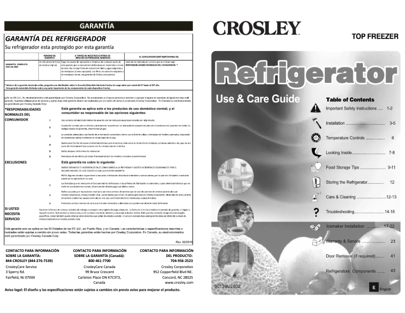 Page 1 de la notice Manuel utilisateur Crosley CRD2123NW/B/D