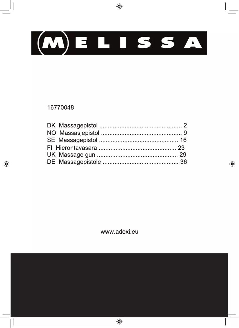 Page n°1 - Manuel utilisateur Melissa 16770048