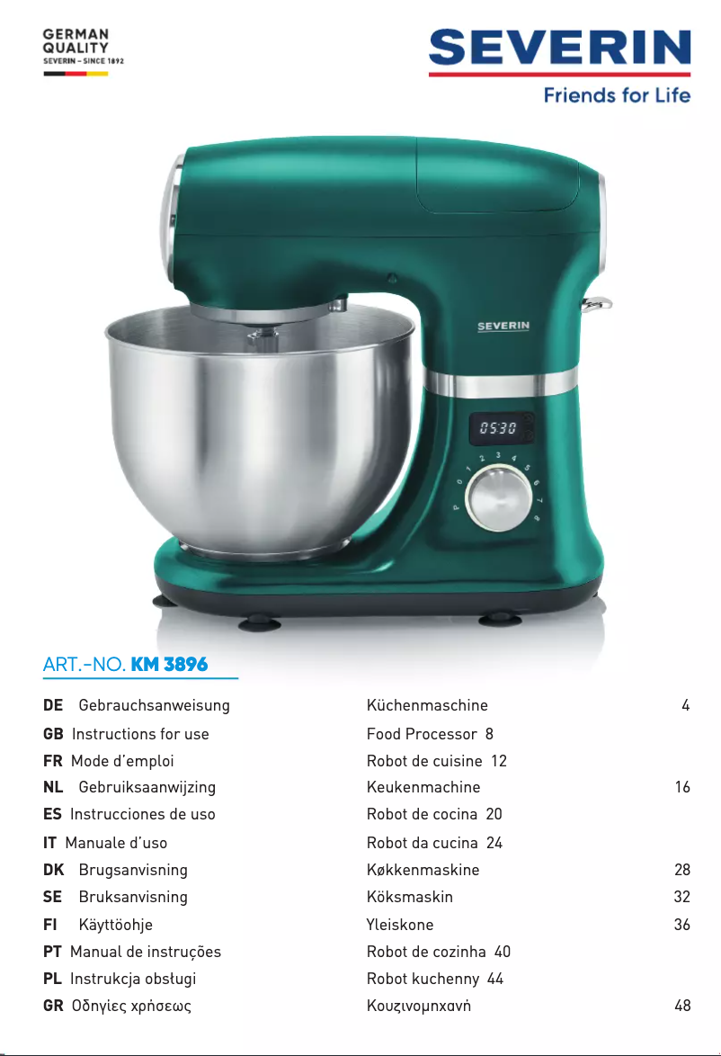 Page n°1 - Manuel utilisateur Severin KM 3896