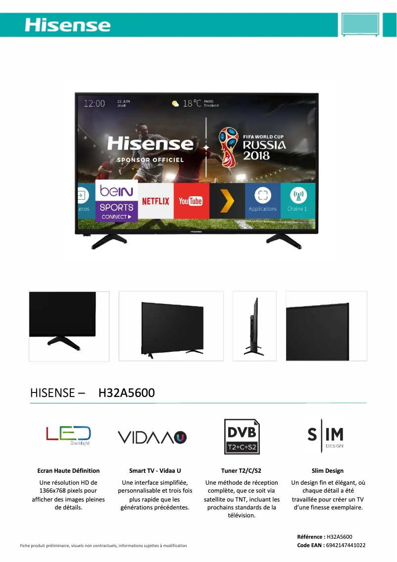 Image de la première page du manuel de l'appareil H32A5600