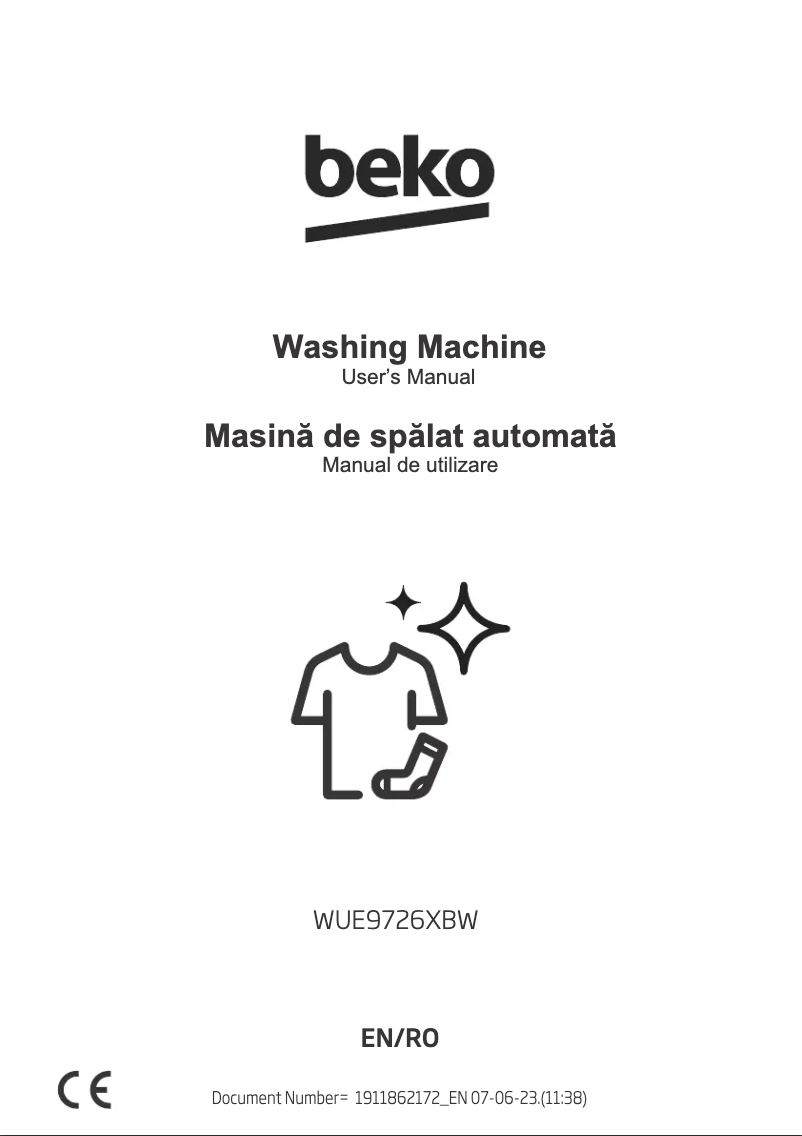 Page 1 de la notice Manuel utilisateur Beko WUE9726XBW