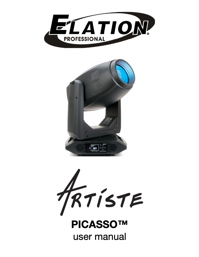 Page 1 de la notice Manuel utilisateur Elation Artiste Picasso