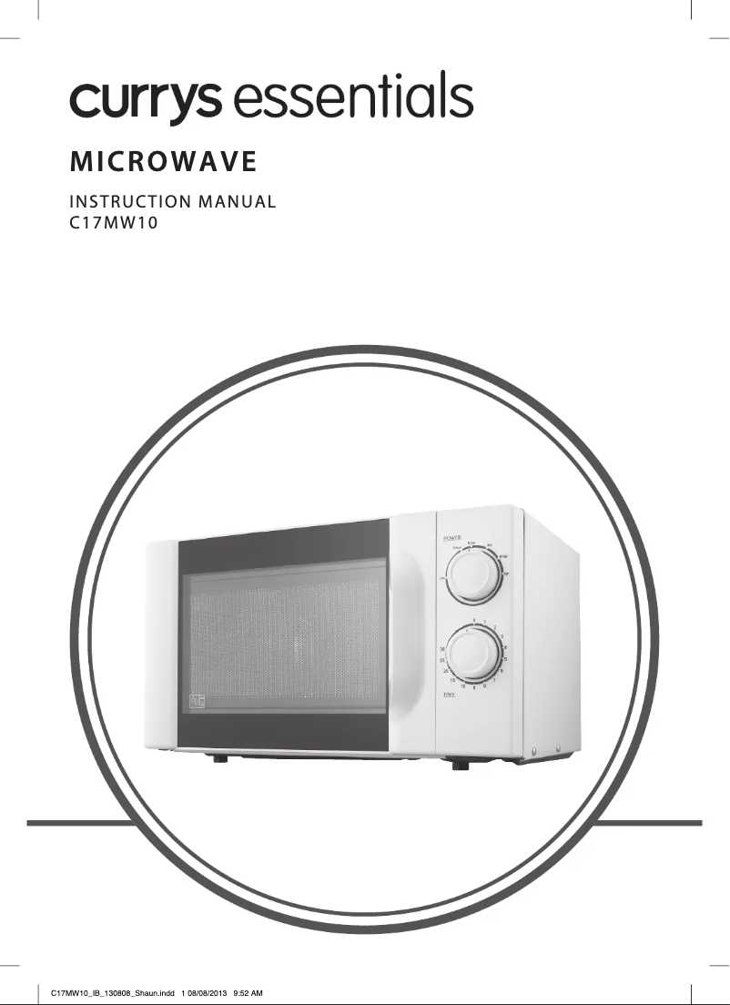 Page 1 de la notice Manuel utilisateur Currys Essentials C17MW10