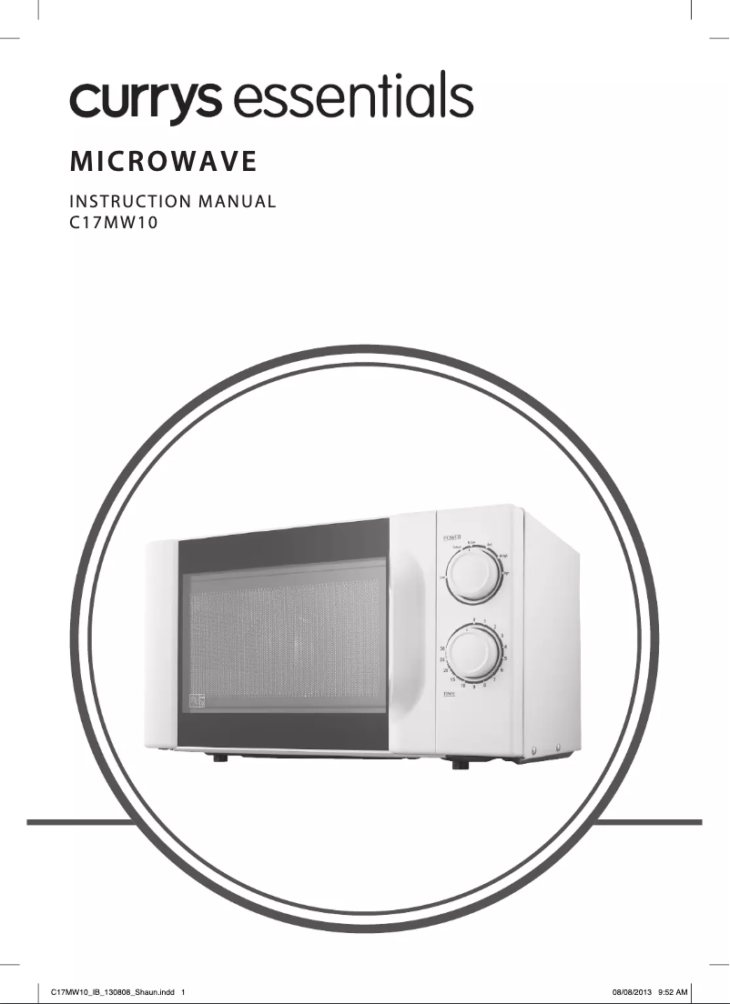 Page n°1 - Manuel utilisateur Currys Essentials C17MW10