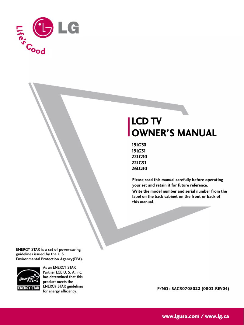 Página 1 del manual Manual de usuario LG 26LG30DC