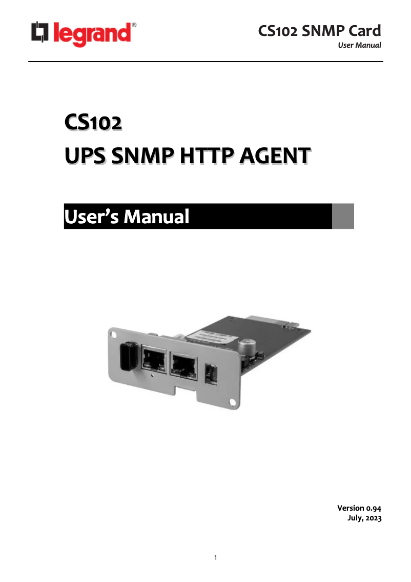 Image de la première page du manuel de l'appareil CS102