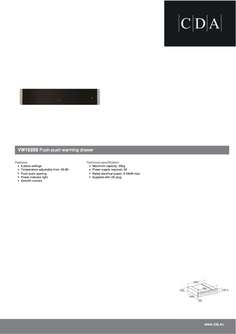 Page 1 de la notice Fiche technique CDA VW153SS