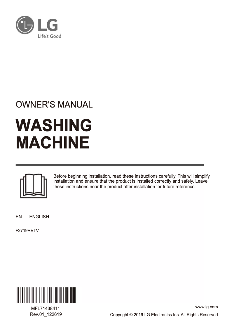 Page 1 de la notice Manuel utilisateur LG F2719RVTV