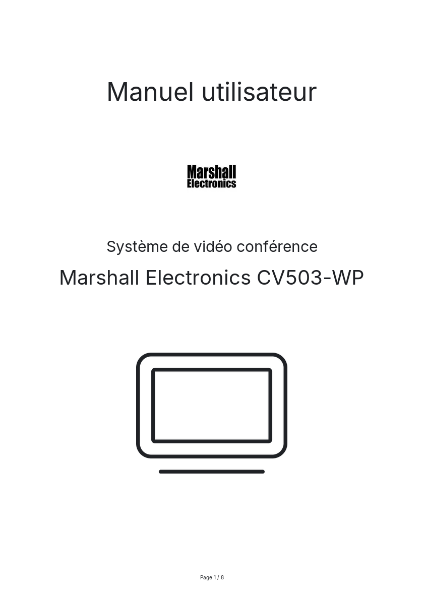 Page n°1 - Manuel utilisateur Marshall Electronics CV503-WP