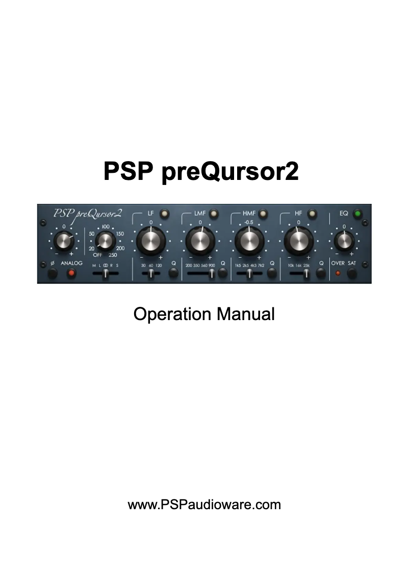 Page n°1 - Manuel utilisateur PSP Audioware preQursor2