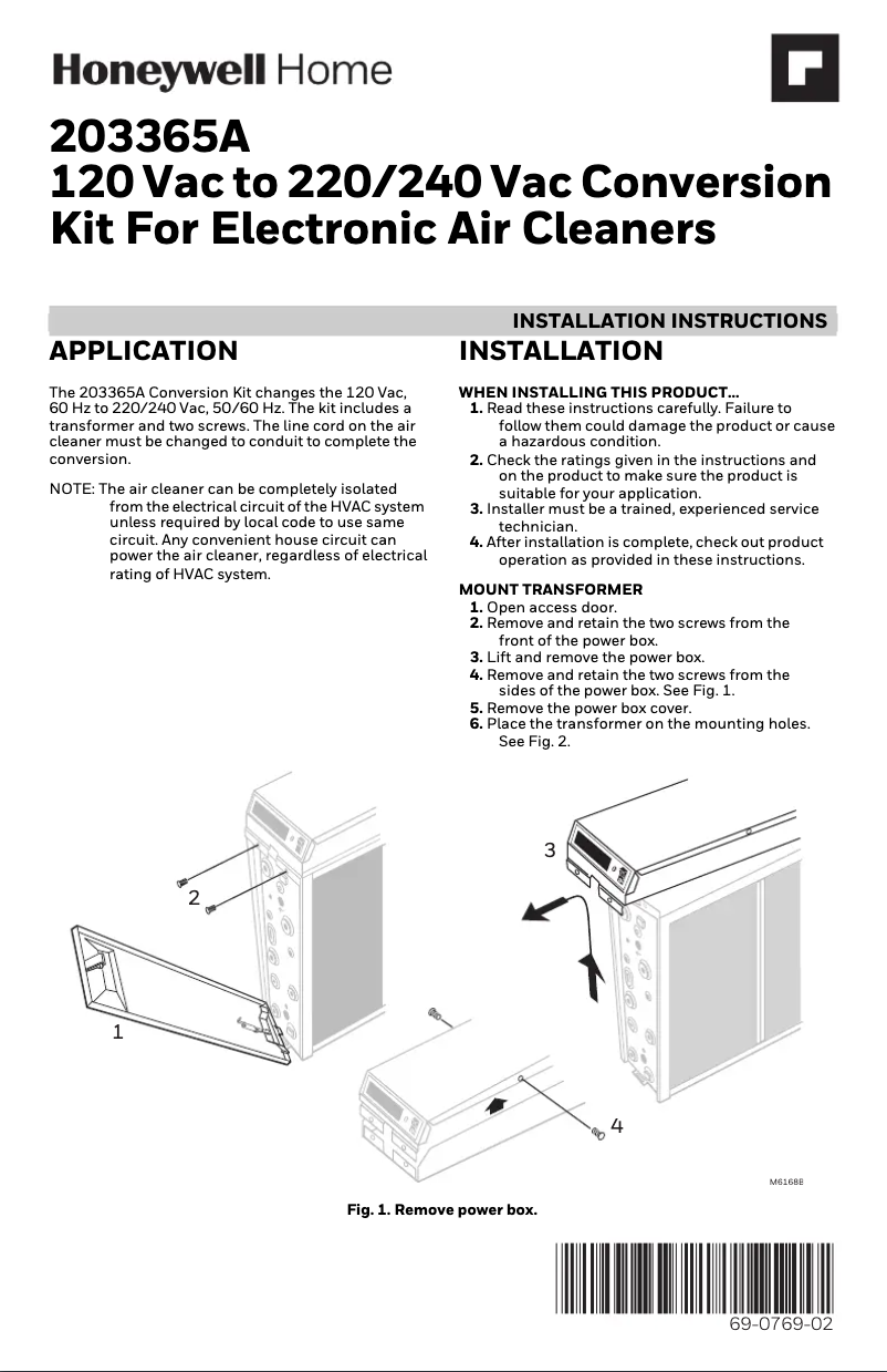 Page 1 de la notice Guide d'installation Honeywell F300E1019