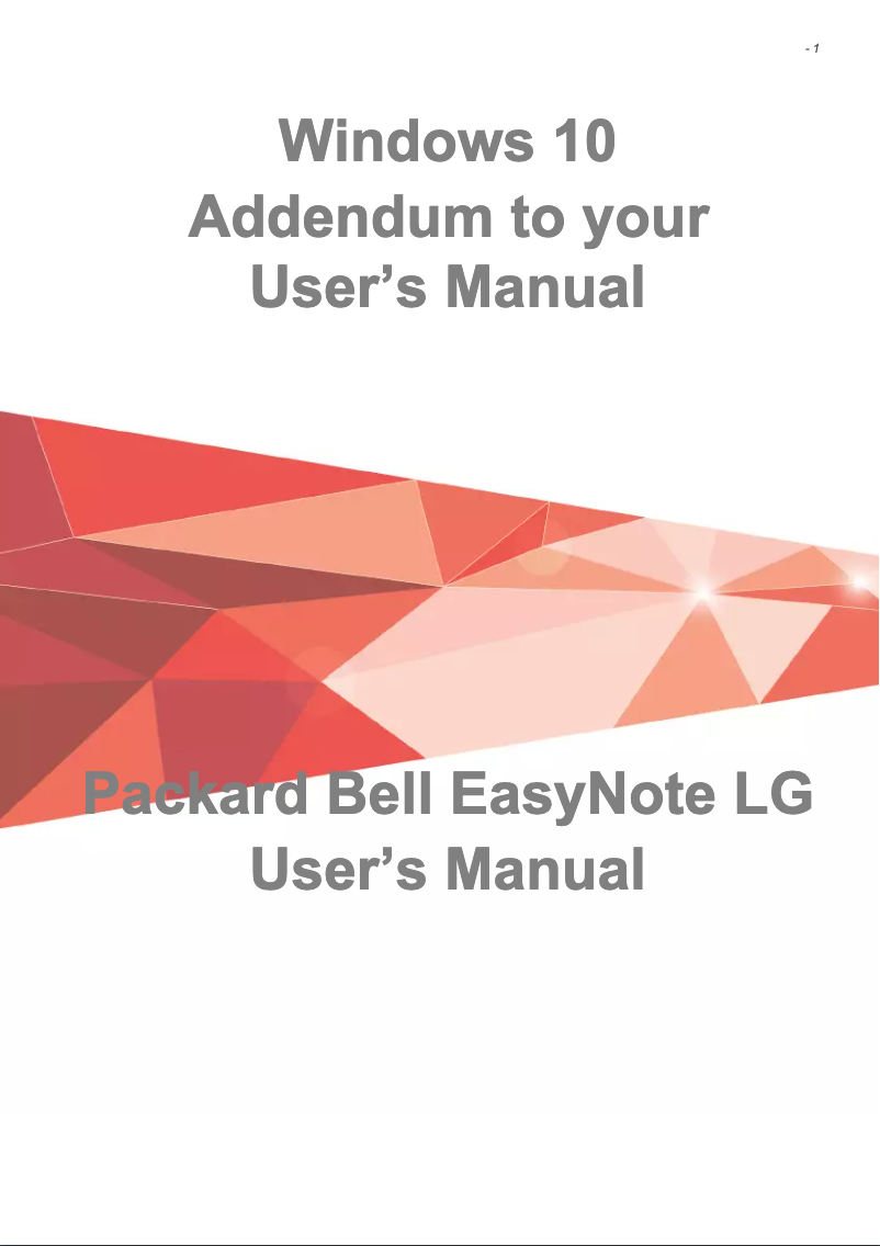 Page n°1 - Manuel utilisateur Packard Bell Easy Note TE 70