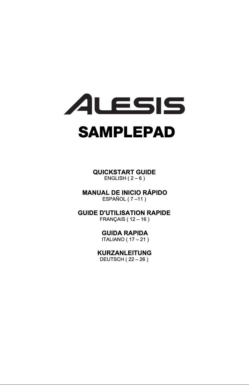Page 1 de la notice Manuel utilisateur Alesis SamplePad