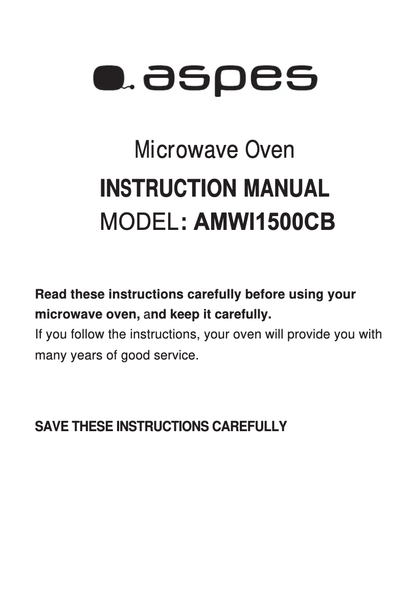 Página 1 del manual Manual de usuario Aspes AMWI1500CB