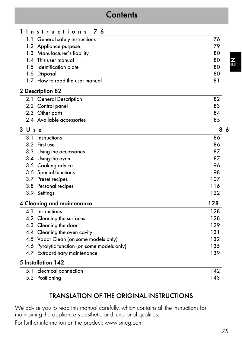 Page n°1 - Mode d'emploi Smeg SF6603NRE