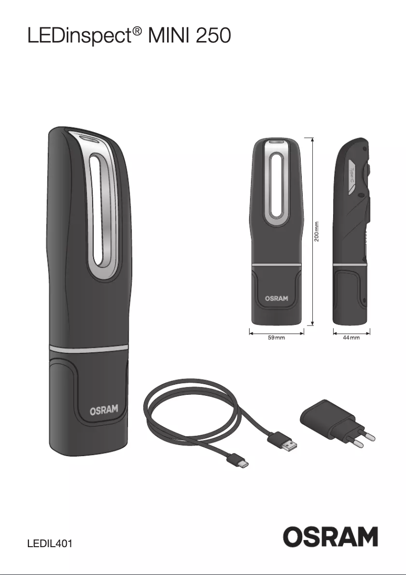 First page image of the manual for LEDinspect MINI250