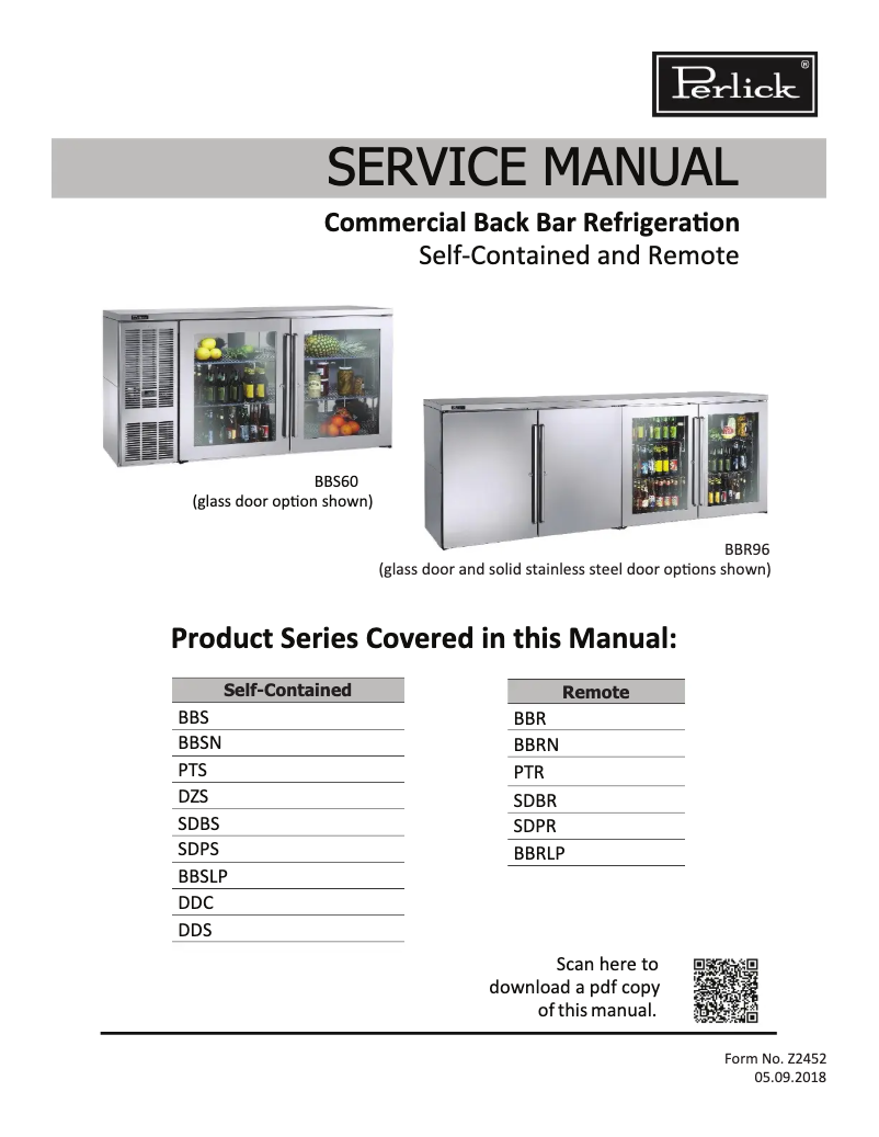 Page 1 de la notice Manuel utilisateur Perlick DDS60