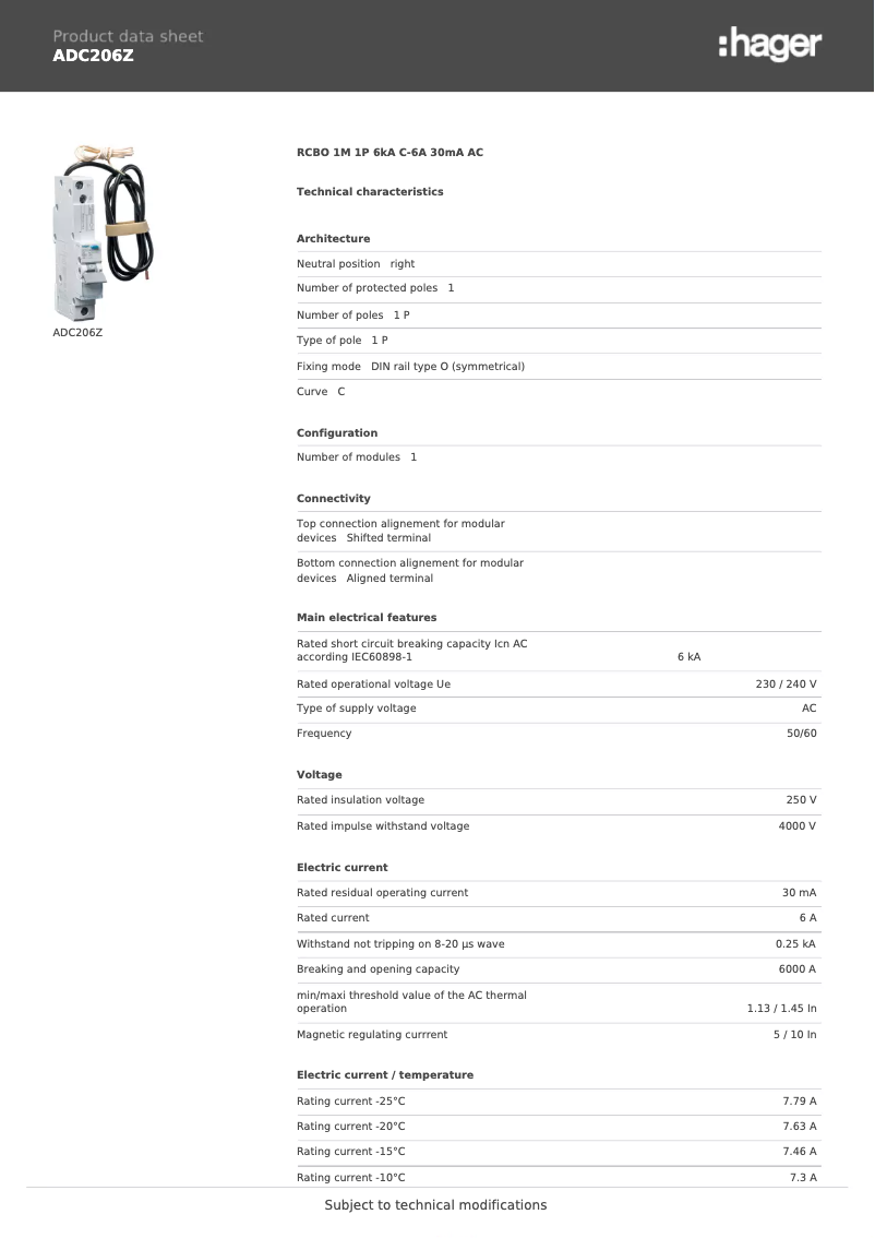 Image de la première page du manuel de l'appareil ADC206Z