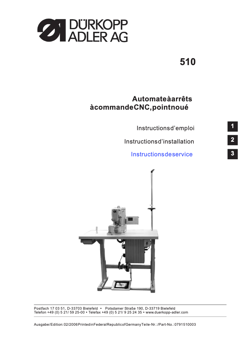 Página 1 del manual Manual de usuario Dürkopp Adler 510