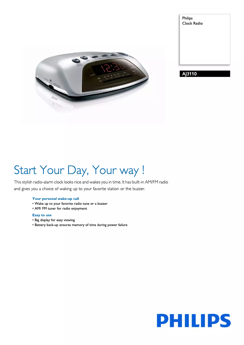 Página 1 del manual Folleto Philips AJ3110