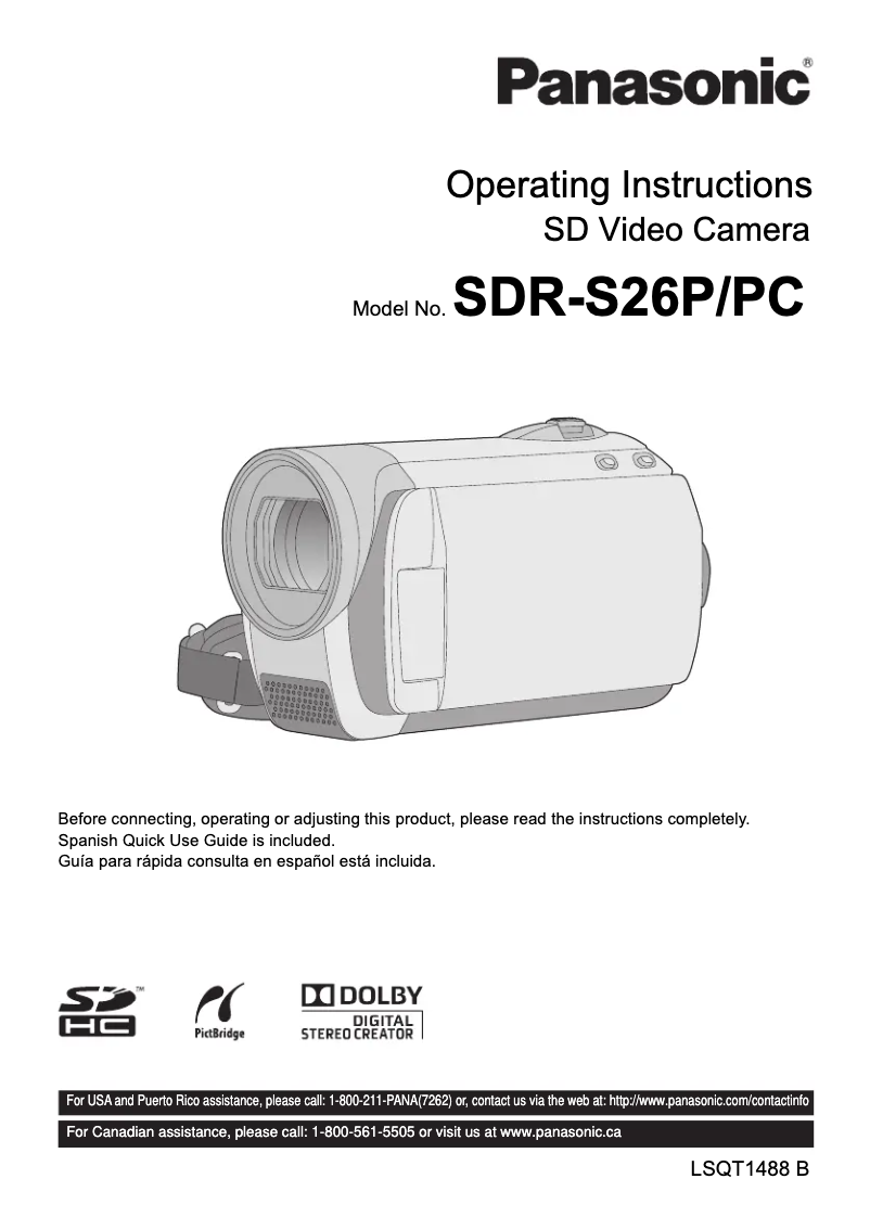 Page n°1 - Manuel utilisateur Panasonic SDR-S26