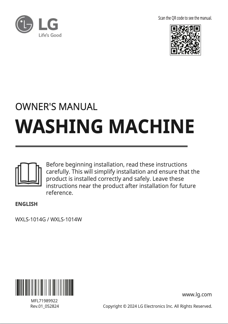 Page n°1 - Manuel utilisateur LG WXLS-1014G
