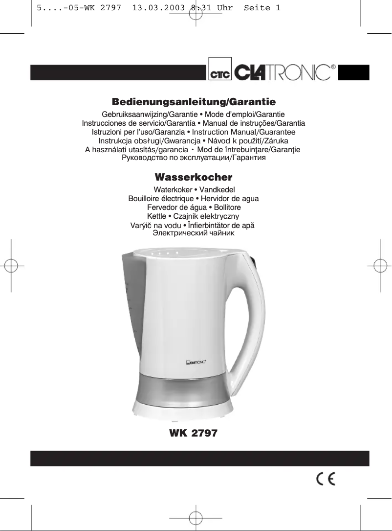 Image de la première page du manuel de l'appareil WK 2797